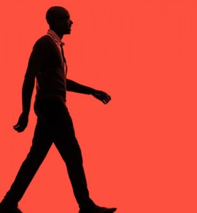 Silhouette of man walking