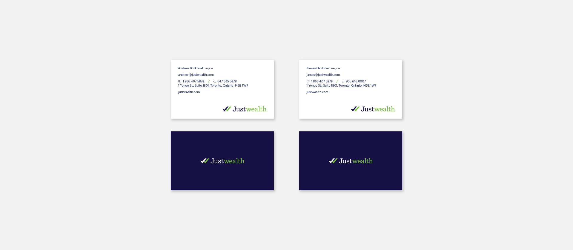 Justwealth Busines Card Design